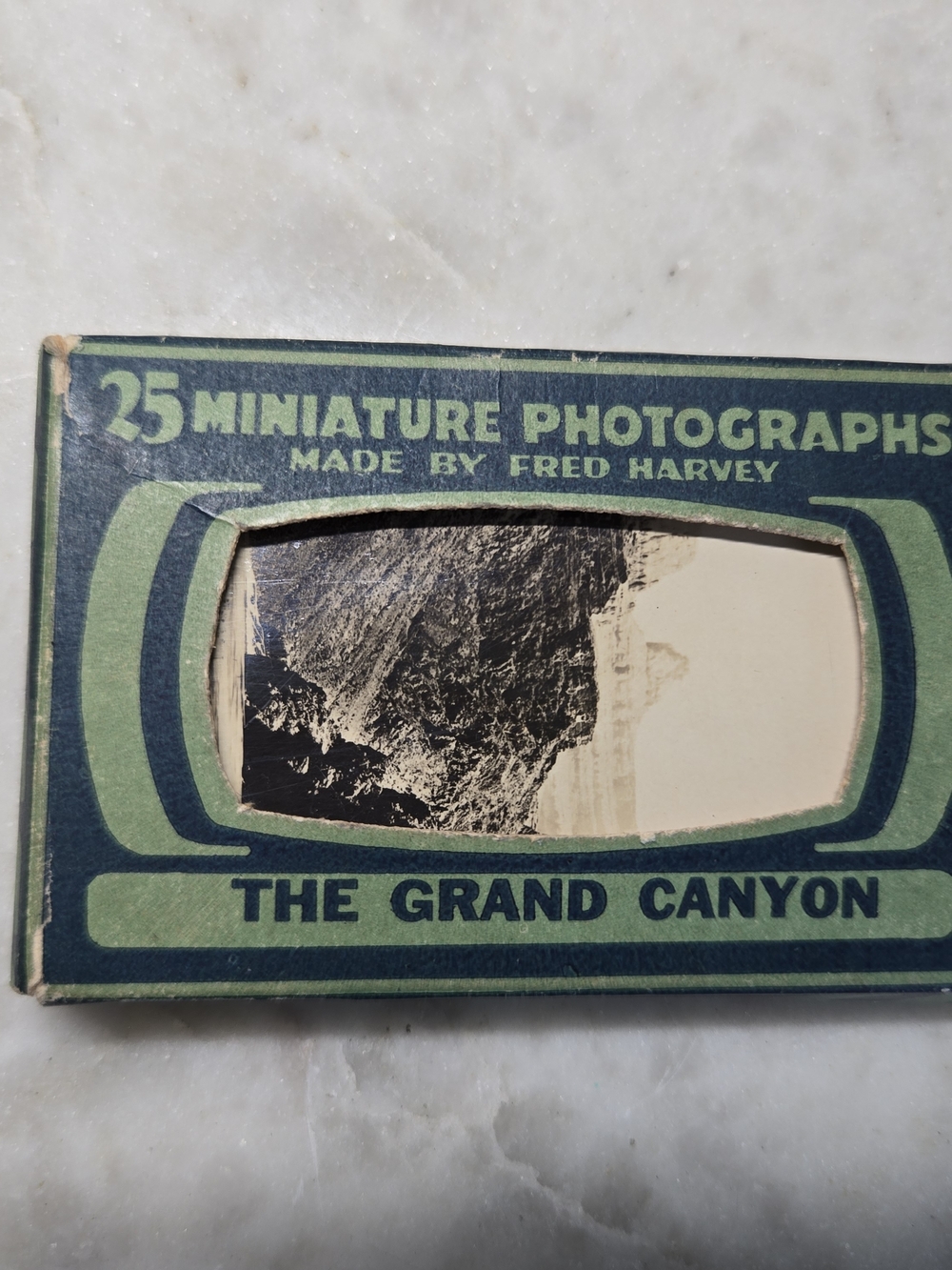 The Grand Canyon Miniature Photographs By Fred Harvey- Green/Blue Box